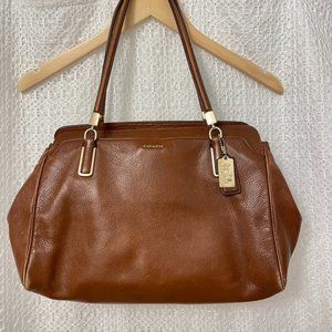 Coach - Brown Leather Large Purse Shoulder Bag Multi Pockets